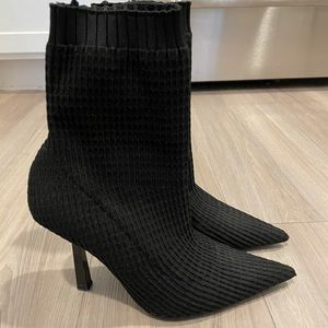 Zara Black Heeled Sock Booties